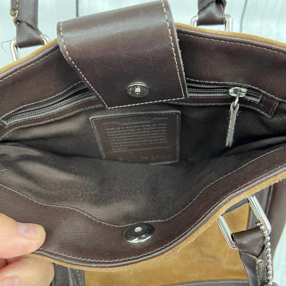 Coach Brown and Tan Leather Tote - Picture 11 of 13